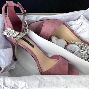 C&K Embellished ankle strap heels